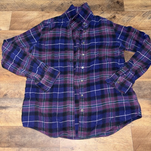 Lands' End Tops - Lands' End Plaid Button-Down Shirt - Blue and Purple